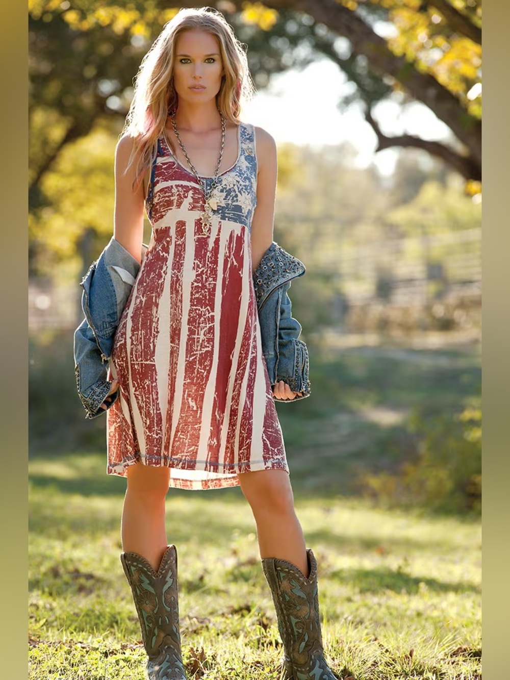 Double D Ranch American Flag Distressed Dress